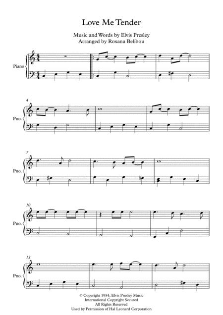 Free Sheet Music Love Me Tender C Major By Elvis Presley Easy Piano