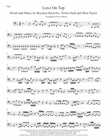 Love On Top Tuba Sheet Music