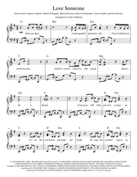 Love Someone Advanced Intermediate Piano Sheet Music