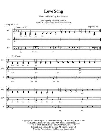 Love Song A Cappella Sheet Music