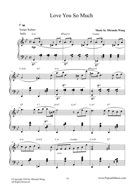 Love You So Much Beautiful Piano Music With Chords Sheet Music