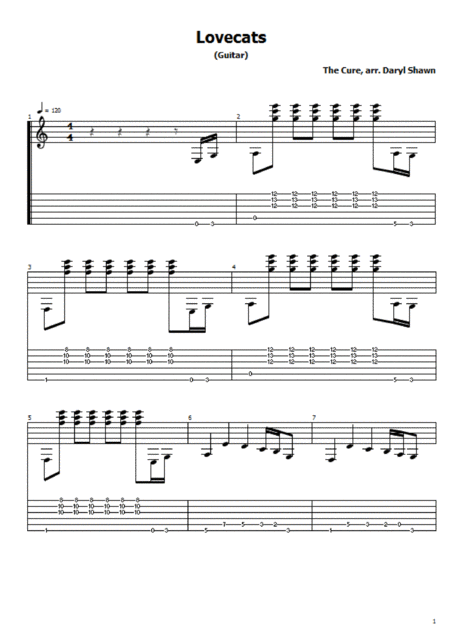 Lovecats For Solo Fingerstyle Guitar Sheet Music