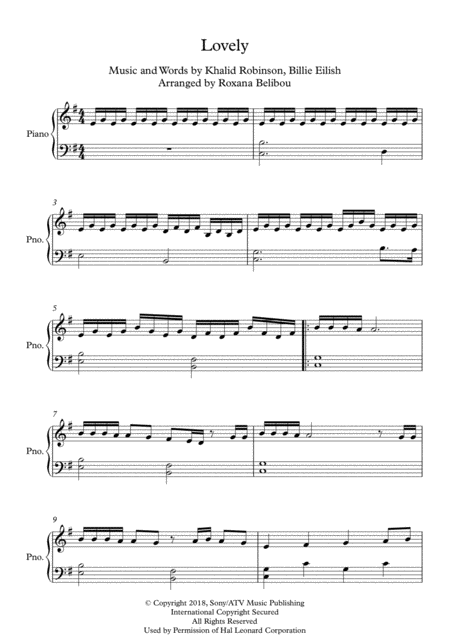 Lovely By Billie Eilish Ft Khalid Easy Piano Sheet Music