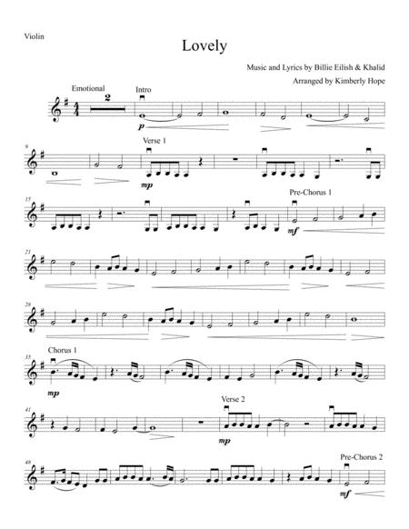 Free Sheet Music Lovely By Billie Eilish Khalid Easy Beginner Violin Solo