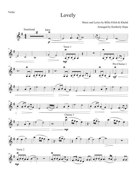 Lovely By Billie Eilish Khalid Violin Solo Sheet Music