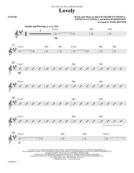 Lovely From 13 Reasons Why Arr Mark Brymer Guitar Sheet Music