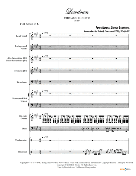 Free Sheet Music Lowdown Chicago Full Score Set Of Parts