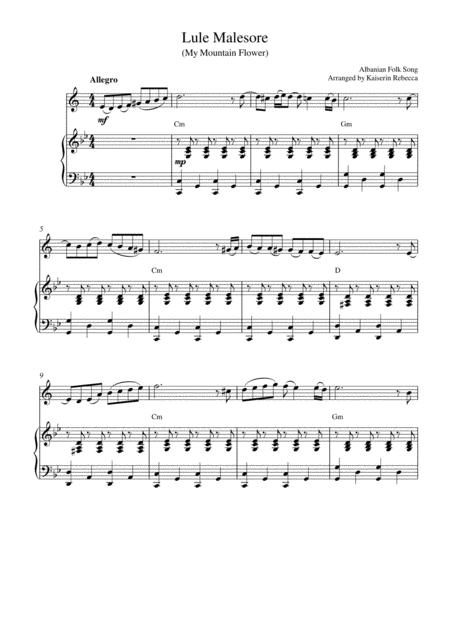 Lule Malesore My Mountain Flower Bb Clarinet And Piano Accompaniment Sheet Music