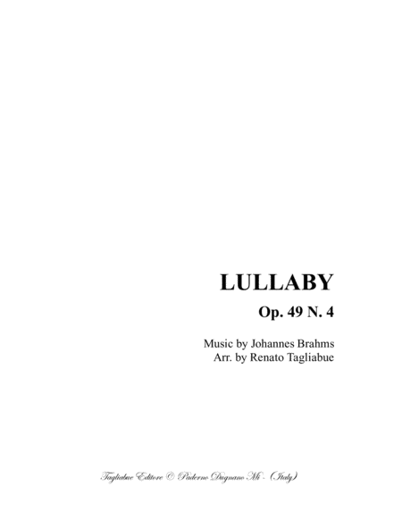 Free Sheet Music Lullaby Brahms For Satb Choir