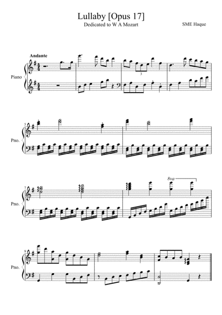 Lullaby For Mozart Sheet Music