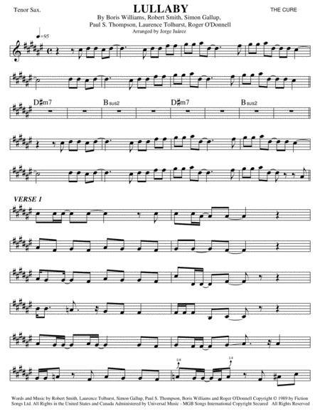 Lullaby Tenor Sax Sheet Music