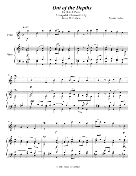 Luther Out Of The Depths For Flute Piano Sheet Music