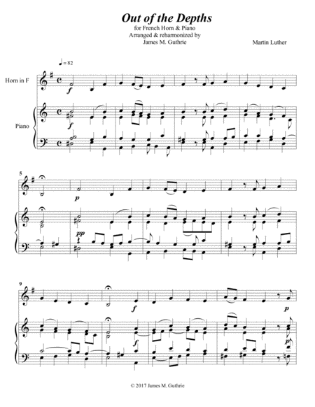 Luther Out Of The Depths For French Horn Piano Sheet Music