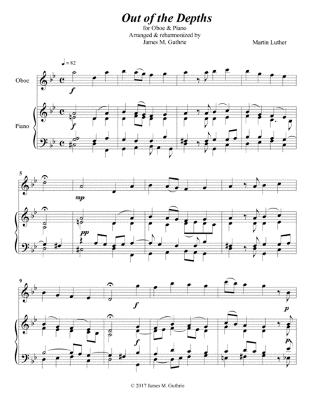 Luther Out Of The Depths For Oboe Piano Sheet Music