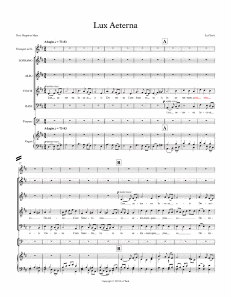 Lux Aeterna Sheet Music