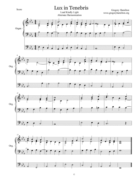 Lux In Tenebris Lead Kindly Light Alternate Harmonization Sheet Music