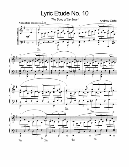 Lyric Etude No 10 The Song Of The Swan Sheet Music