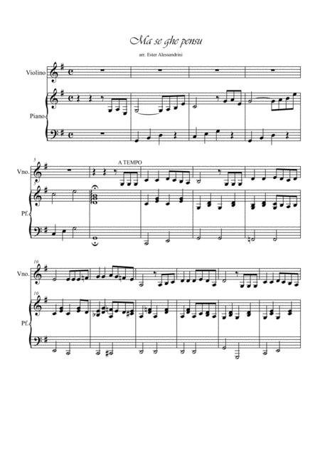 Free Sheet Music Ma Se Ghe Pensu Violin And Piano