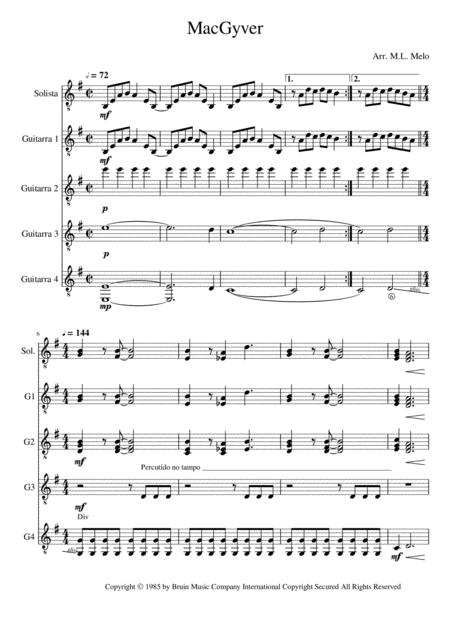 Macgyver Theme For Quartet Soloist Sheet Music