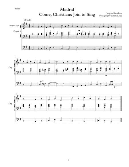 Free Sheet Music Madrid Come Christians Join To Sing Alternative Harmonization