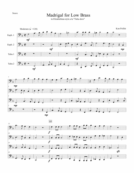 Free Sheet Music Madrigal For Low Brass