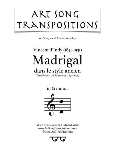 Free Sheet Music Madrigal G Minor