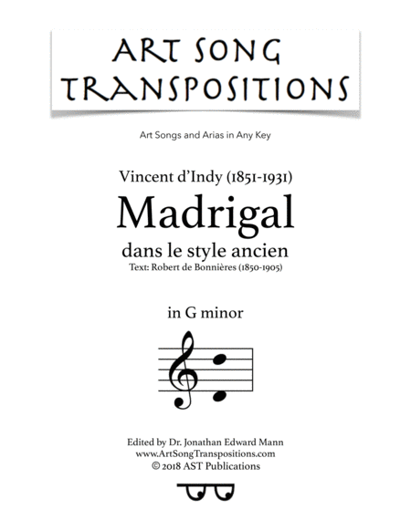 Madrigal G Minor Sheet Music