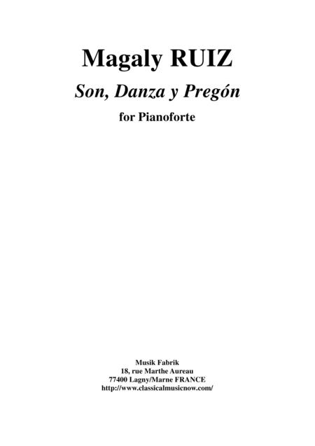 Free Sheet Music Magaly Ruiz Son Danza Y Pregn For Piano