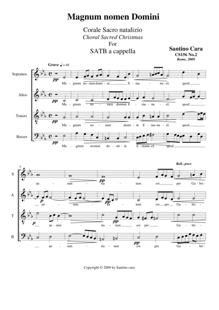 Free Sheet Music Magnum Nomen Domini Choir Satb A Cappella