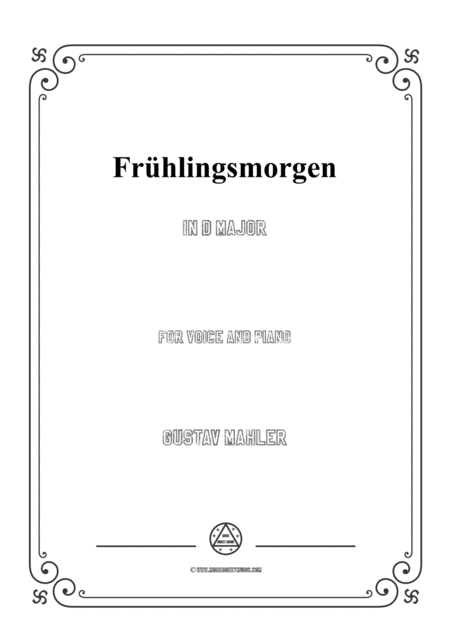 Free Sheet Music Mahler Frhlingsmorgen In D Major For Voice And Piano