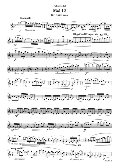 Free Sheet Music Mai 12 Solo For Flute