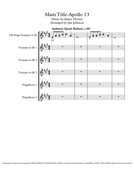 Free Sheet Music Main Title Apollo 13