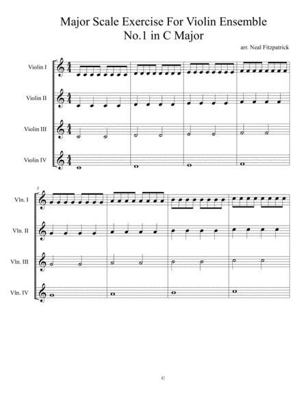 Major Scale Exercise For Violin Ensemble No 1 C Major Sheet Music