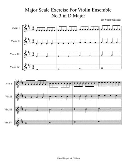 Free Sheet Music Major Scale Exercise For Violin Ensemble No 3 In D Major