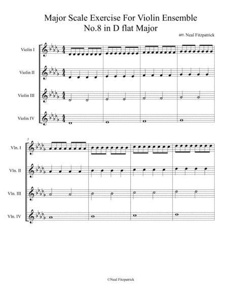 Major Scale Exercise For Violin Ensemble No 8 In D Flat Major Sheet Music