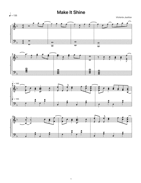 Make It Shine Victorious Theme Sheet Music