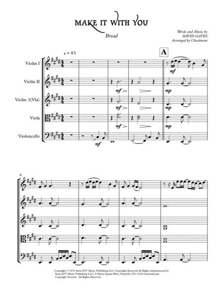 Free Sheet Music Make It With You Bread String Quartet