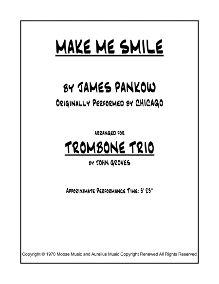 Free Sheet Music Make Me Smile Trombone Trio