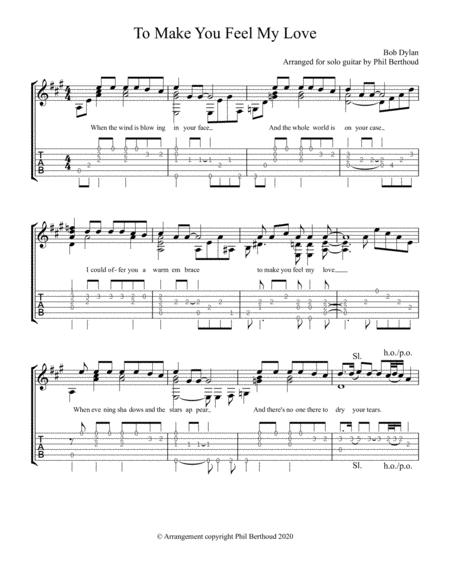 Make You Feel My Love Solo Guitar Arrangement Sheet Music