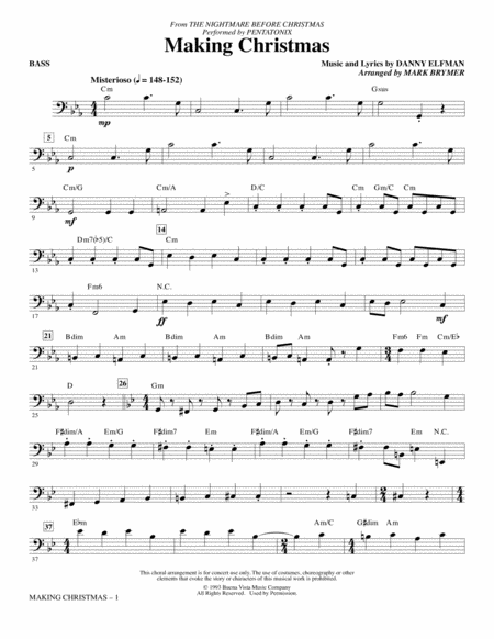 Free Sheet Music Making Christmas From The Nightmare Before Christmas Arr Mark Brymer Bass