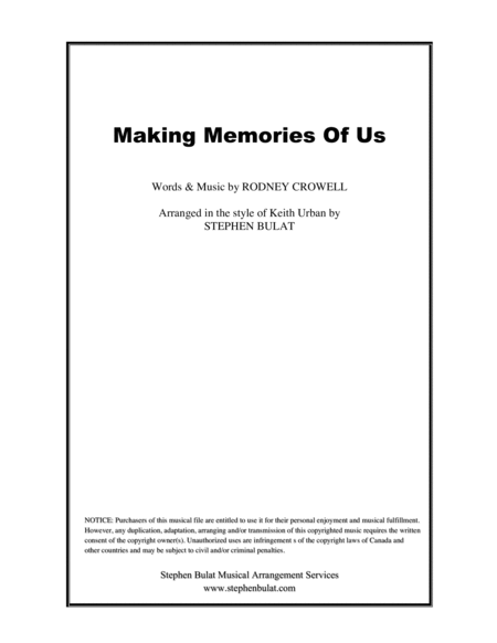 Free Sheet Music Making Memories Of Us Keith Urban Lead Sheet In Original Key Of E