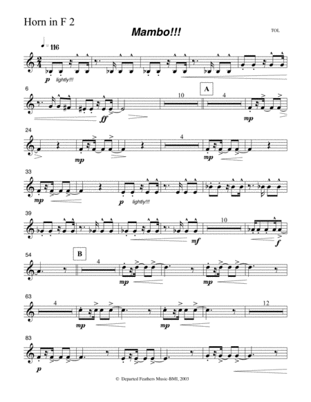 Mambo Horn 2 In F Part Sheet Music