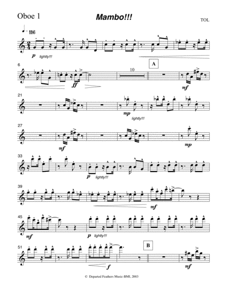 Mambo Oboe 1 Part Sheet Music