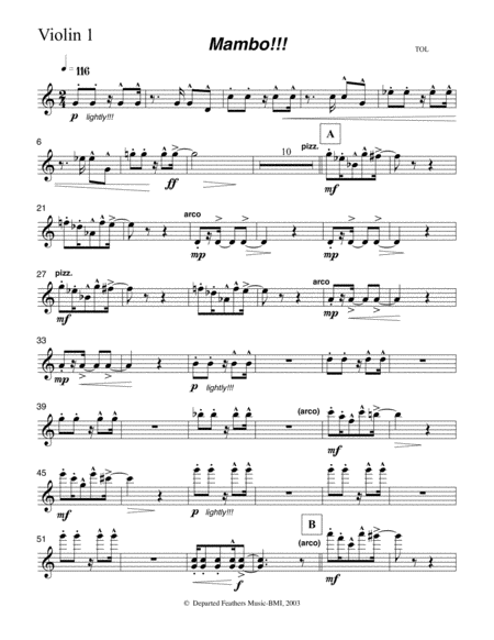 Mambo Violin 1 Part Sheet Music