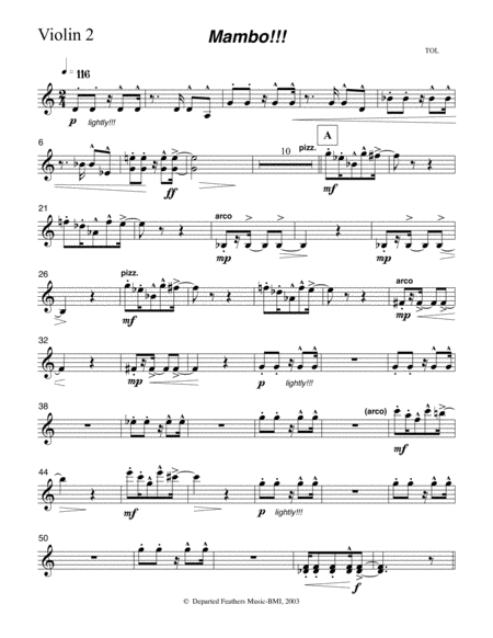 Mambo Violin 2 Part Sheet Music