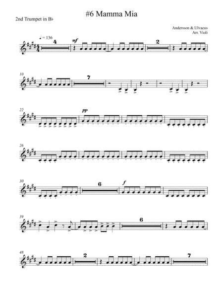 Mamma Mia 2nd Trumpet From Mamma Mia Sheet Music