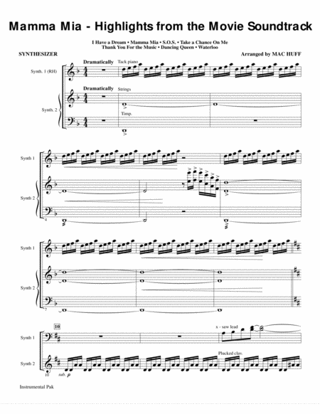 Mamma Mia Highlights From The Movie Soundtrack Arr Mac Huff Bass Sheet Music