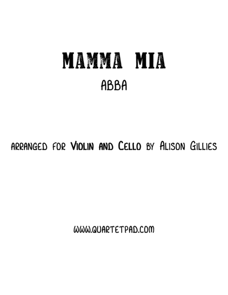 Mamma Mia String Duo Vln Vc Sheet Music