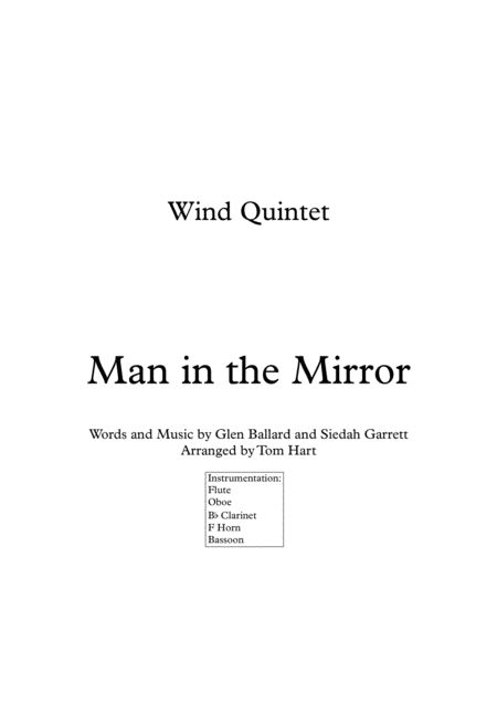 Man In The Mirror Wind Quintet Sheet Music