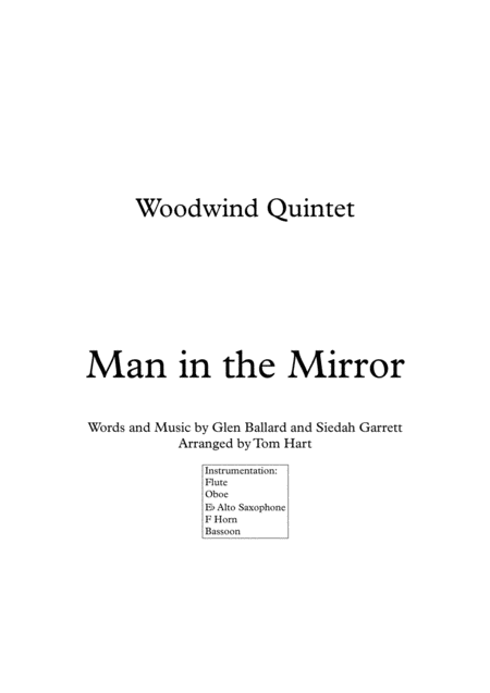 Man In The Mirror Woodwind Quintet Sheet Music